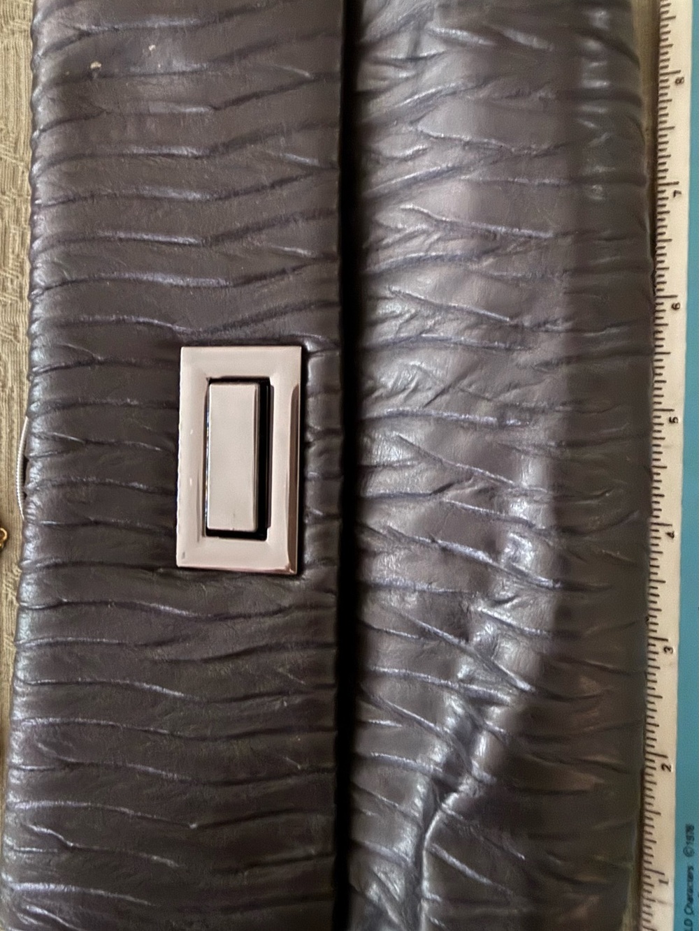 Kate Landry Dark Grey Textured Chain-Handle Clutch - Picture 6 of 6